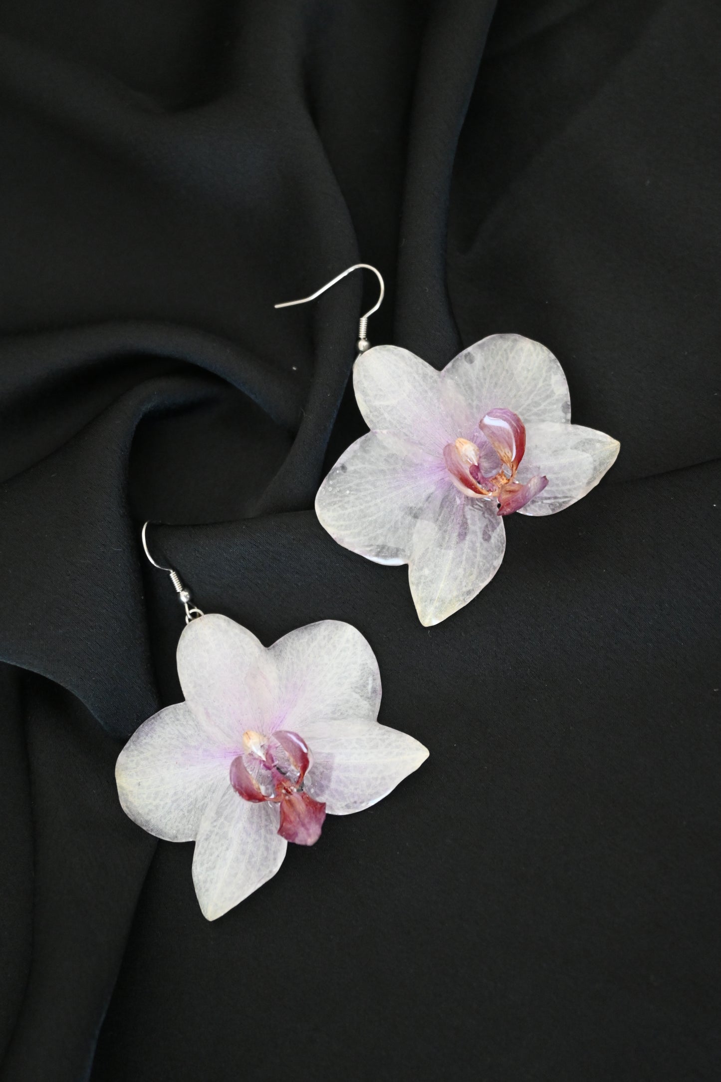 Orecchini con Vere Orchidee Phalaenopsis Sfumature viola