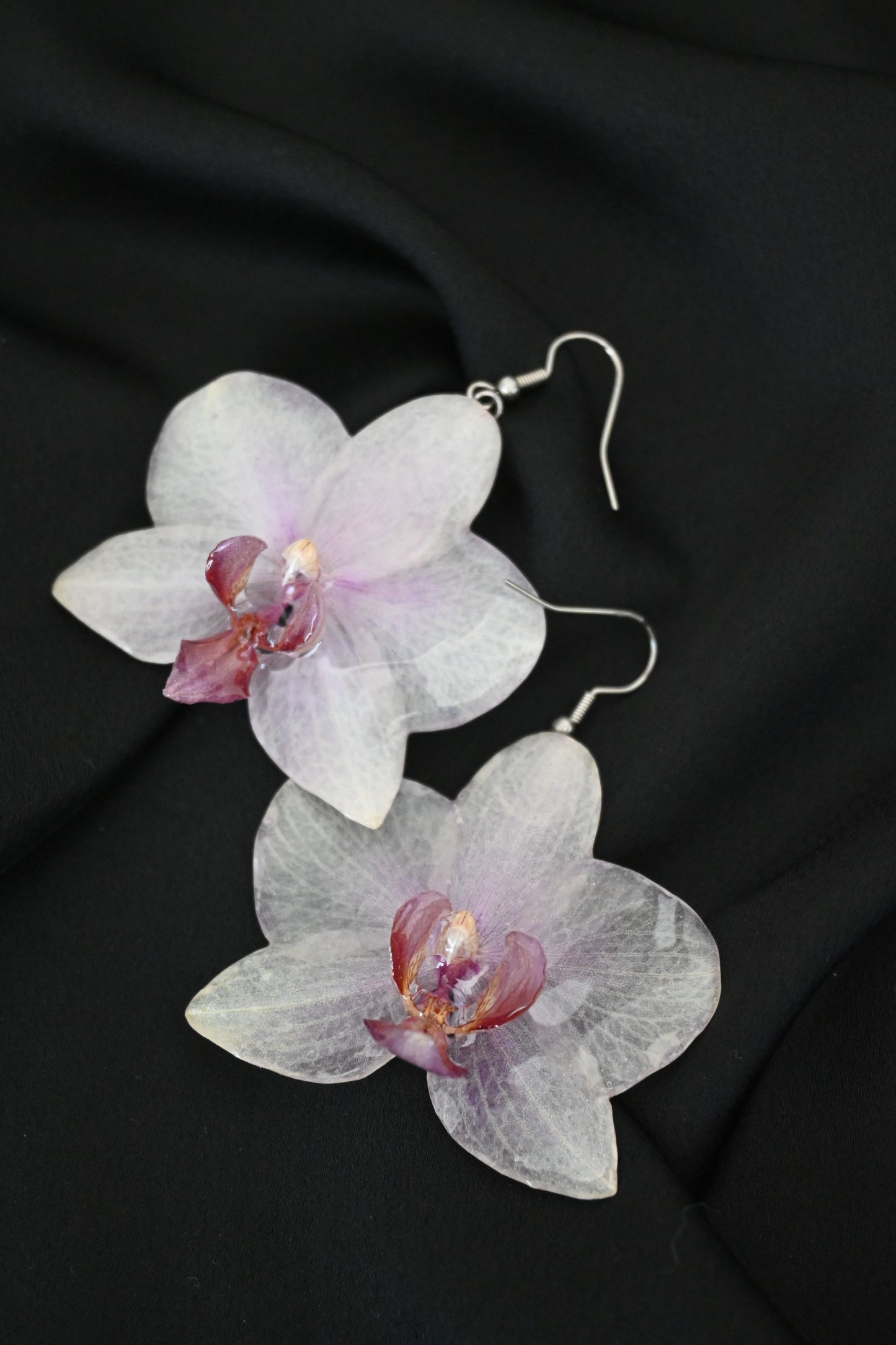 Orecchini con Vere Orchidee Phalaenopsis Sfumature viola