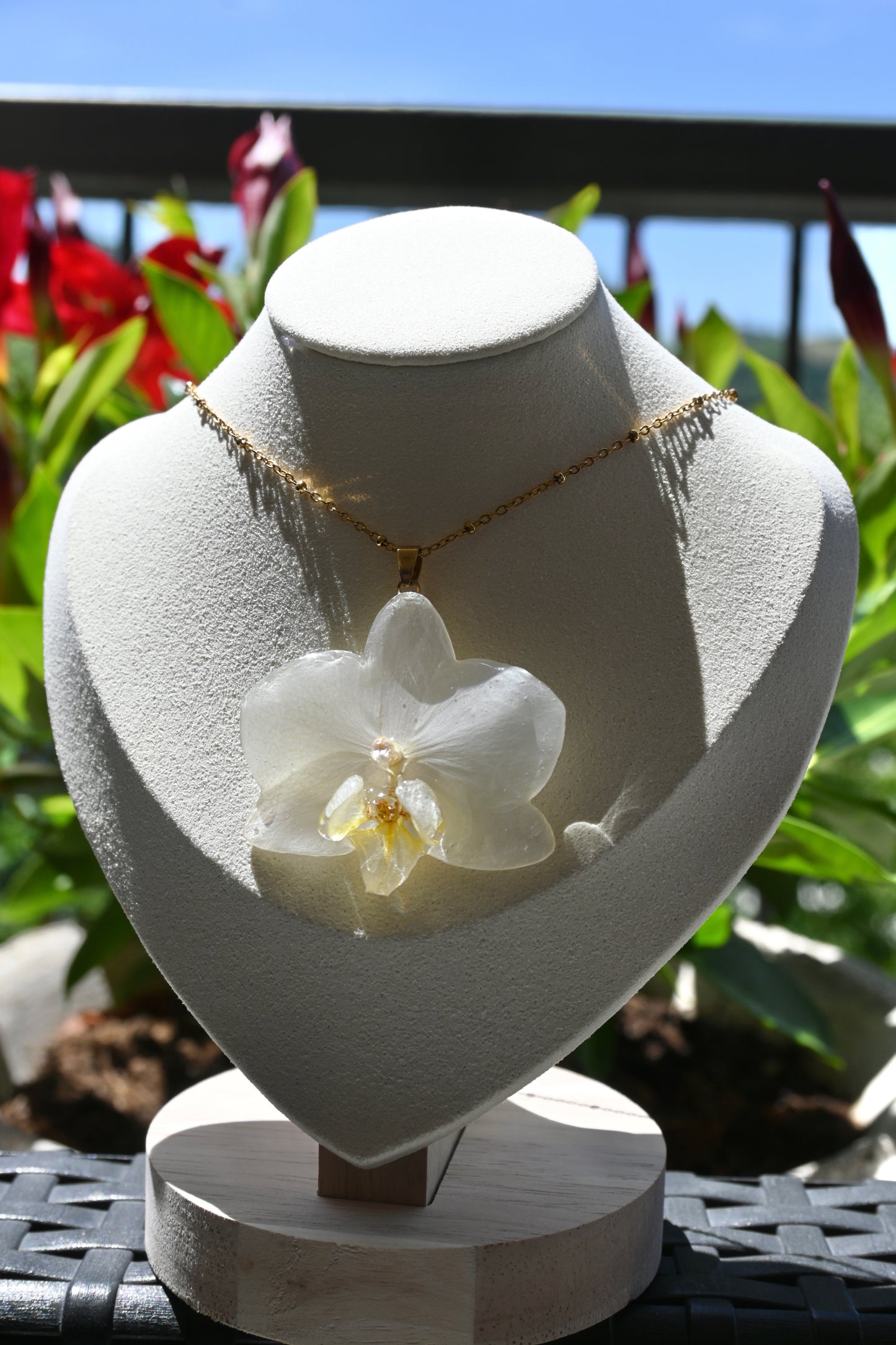 Collana Orchidea Phalaenopsis Bianca - Acciaio