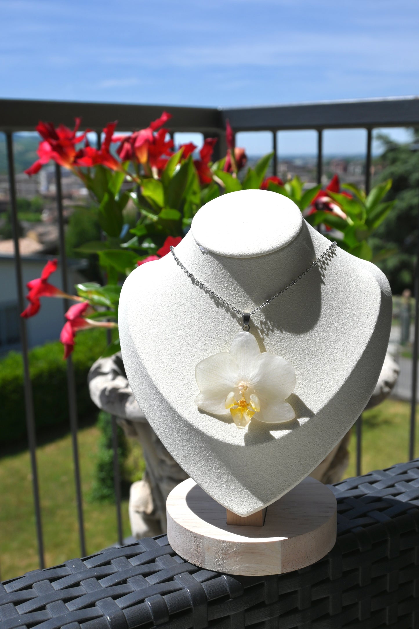 Collana Orchidea Phalaenopsis Bianca - Acciaio