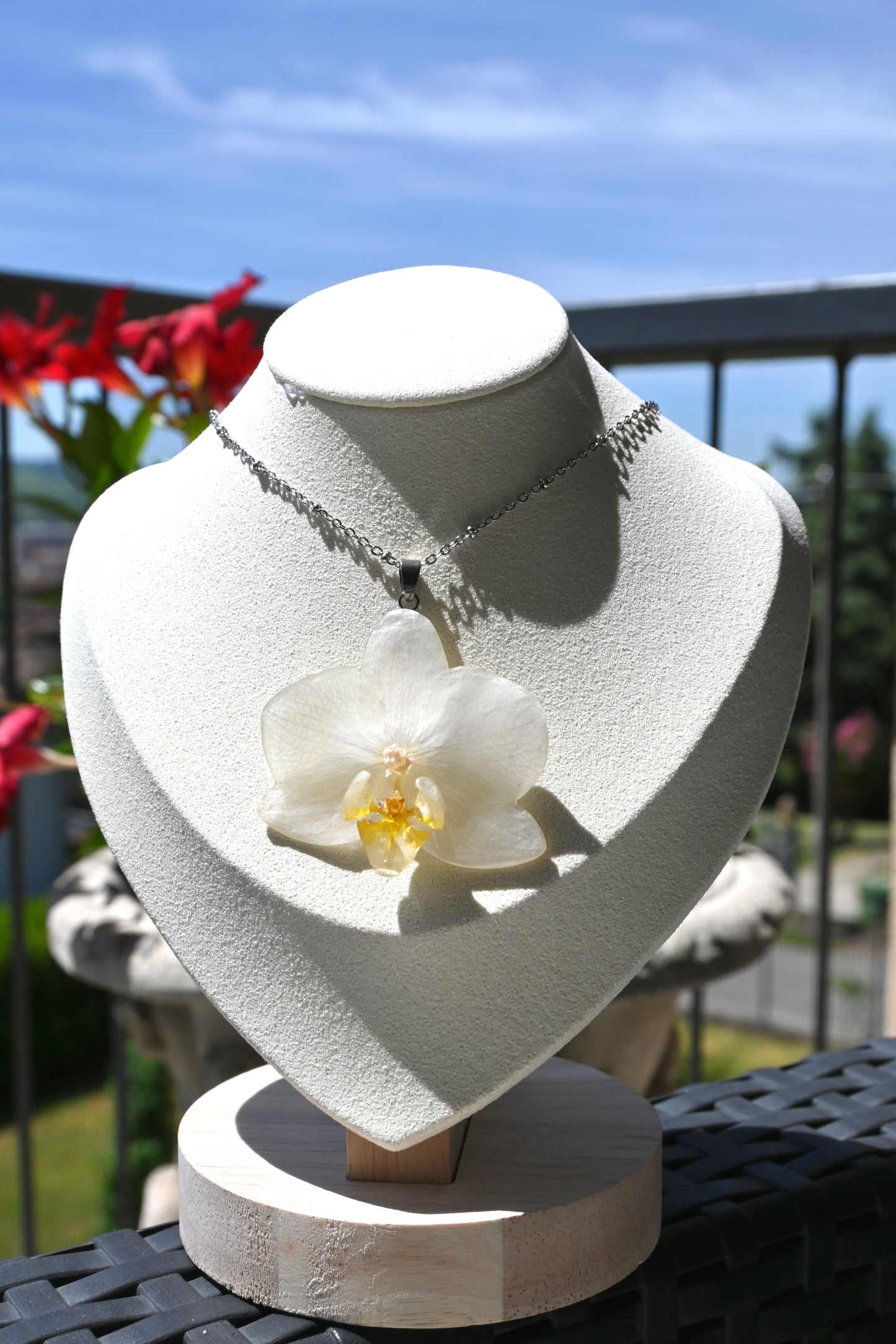 Collana Orchidea Phalaenopsis Bianca - Acciaio