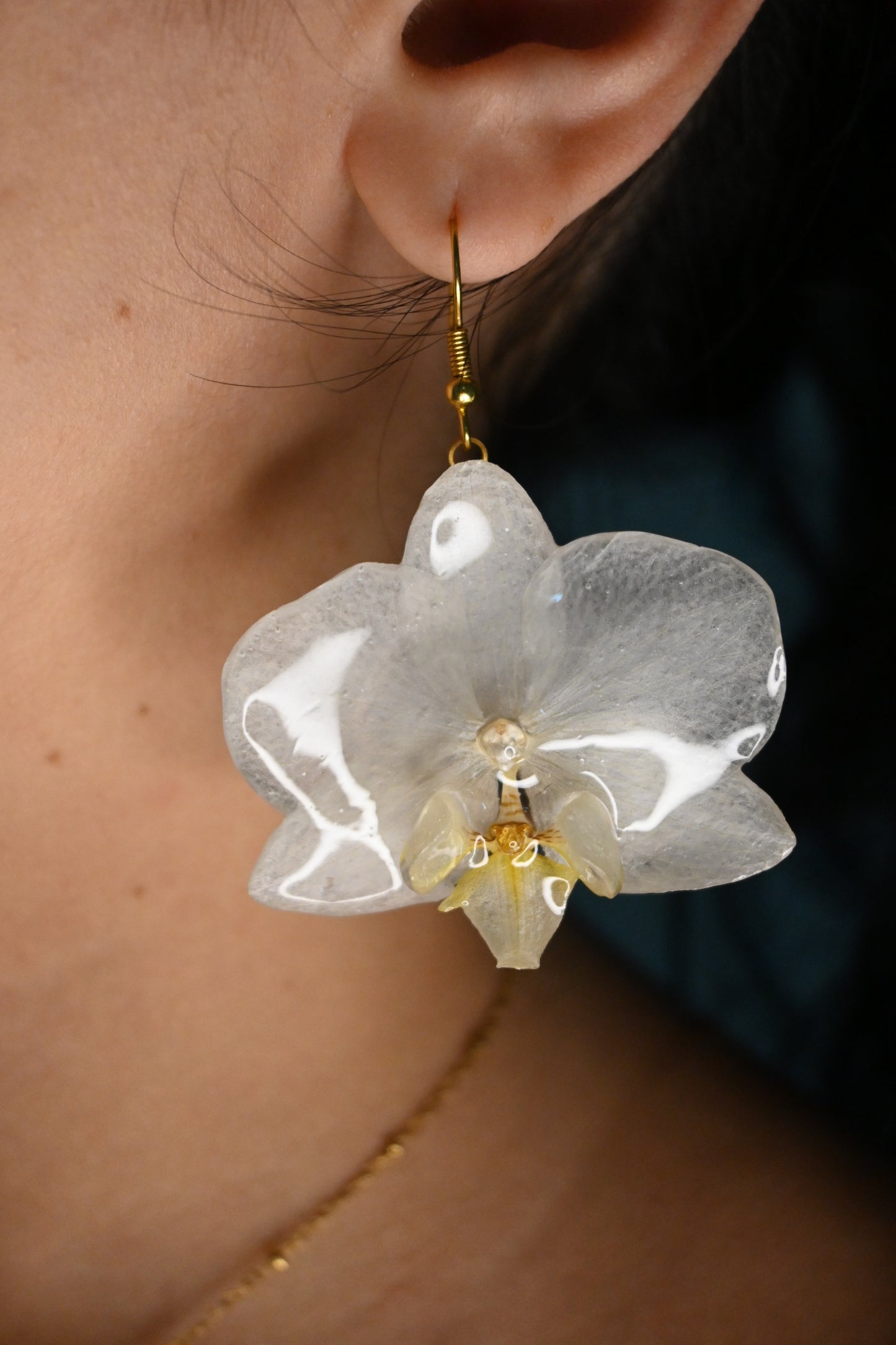 Orecchini con Orchidea Phalaenopsis Bianca