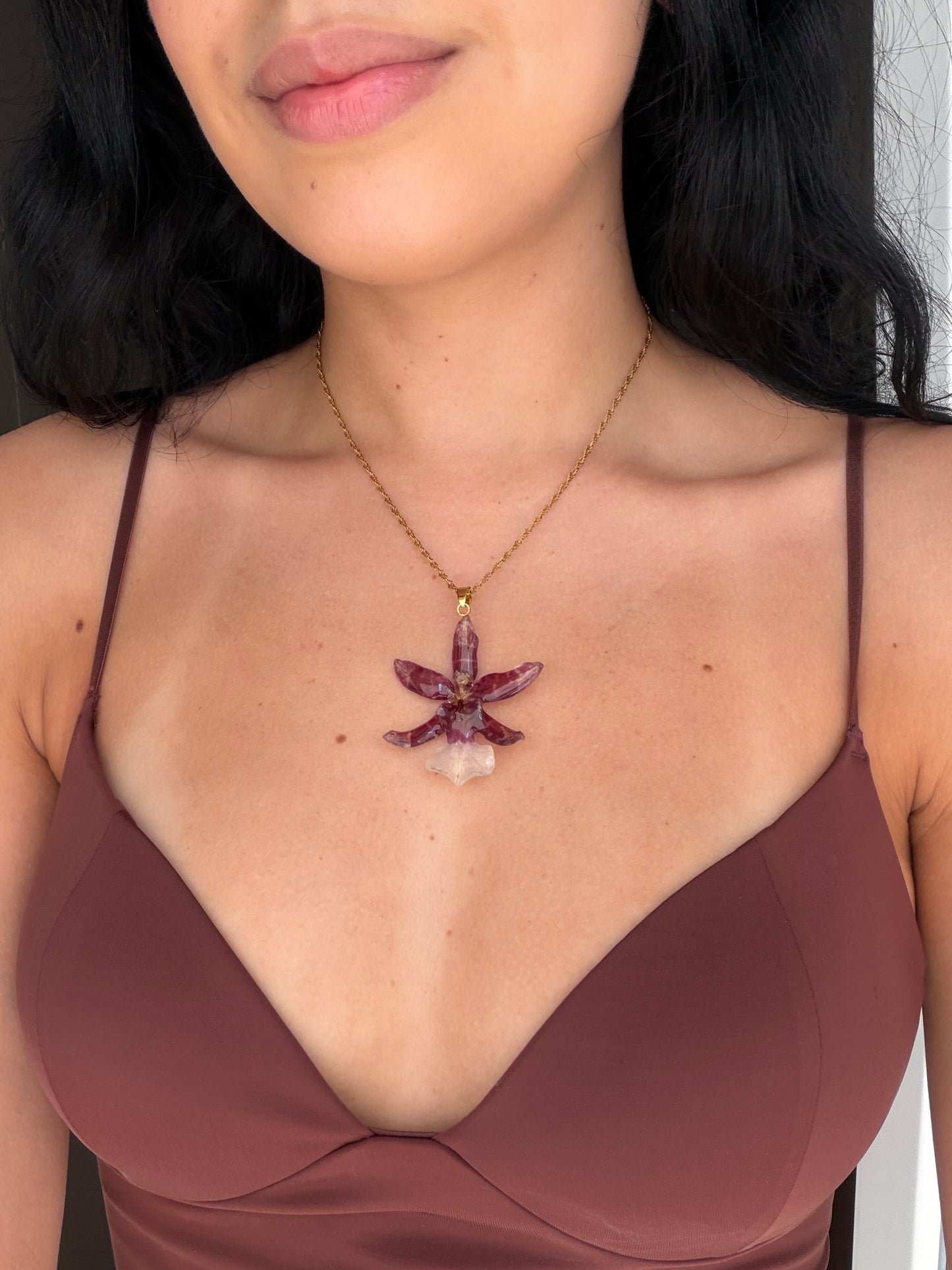Collana Orchidea Cambria - Acciaio dorato
